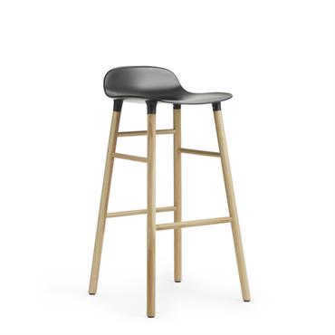 Tabouret de bar en chêne naturel et pp noir 75 cm