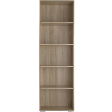 Bibliothèque 5 étagères effet bois de chêne mat