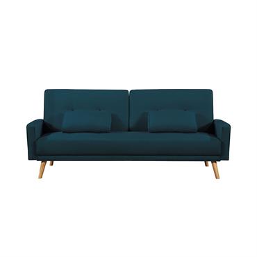 Canapé droit scandinave convertible 3 places en tissu - Bleu