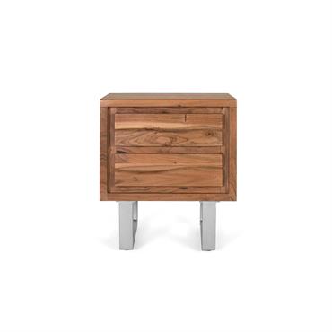 Table de chevet en bois d'acacia et métal
