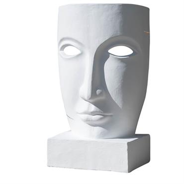 Grande statue de jardin visage design blanc