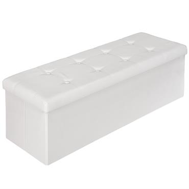 Banc Tabouret Coffre de rangement en cuir synthétique résistant blanc