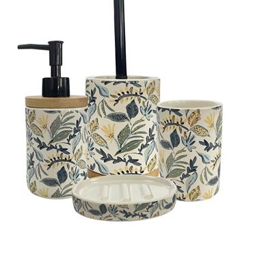 Set de salle de bain  4 pièces en céramique bleu