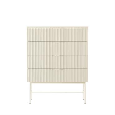 Commode 4 tiroirs en bois et métal L79cm - Crème