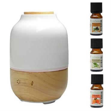 Diffuseur en Céramique et Bambou et Trio d'Huiles Essentielles - H 16