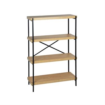 Etagère 4 niveaux industrielle effet frêne et métal