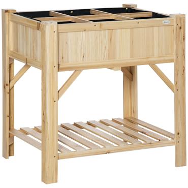 Jardinière sur pieds avec étagère 6 compartiments bois sapin pré-huilé