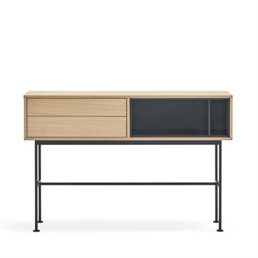 Console contemporaine 2 tiroirs en bois gris anthracite