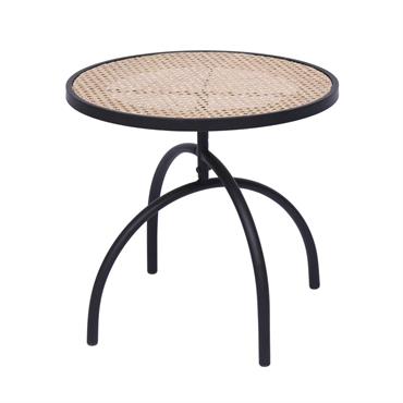 Table d'appoint en métal et rotin