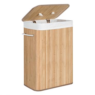 Panier à linge 72L bambou couleur boisée