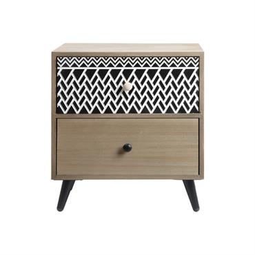 Table de chevet scandinave avec 2 tiroirs en bois marron