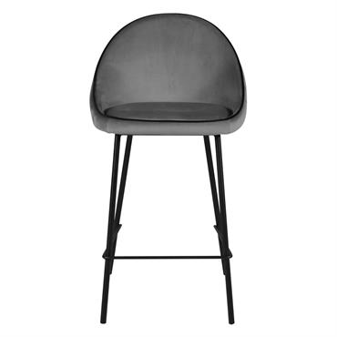 Chaise de bar velours gris anthracite surpiqué design Maya