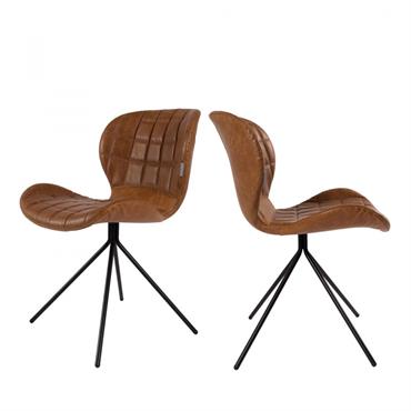Lot de 2 chaises design en simili cuir marron