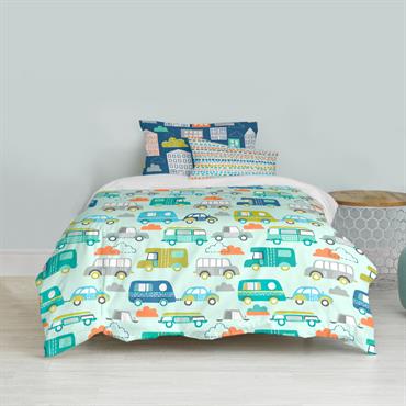Parure housse de couette 2 pièces 100% Coton Multicolore 140x200 cm