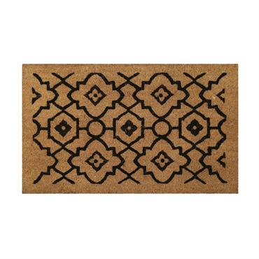 Paillasson en fibres de coco imprimé oriental noir 45x75