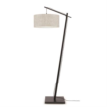 Lampadaire en bambou noir/lin H176cm