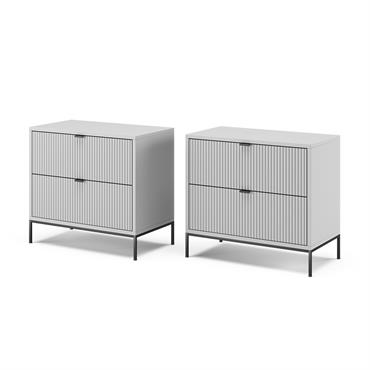 Lot de 2 tables de chevet gris