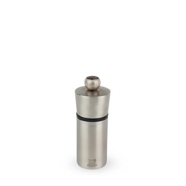 Moulin à poivre de poche en inox et sa pochette H10cm