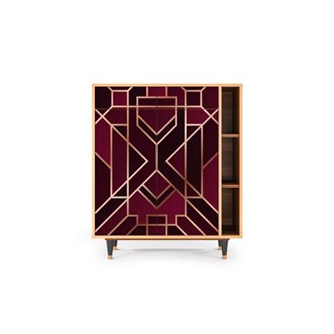 Buffet  bordeaux 2 tiroirs et 2 portes L 94 cm