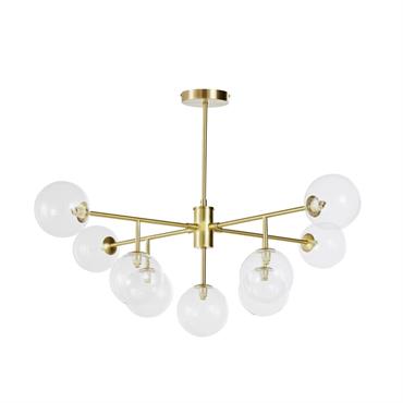 Suspension 9 globes en verre et métal doré