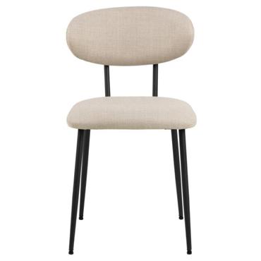 Lot de 2 chaises contemporaines en tissu beige