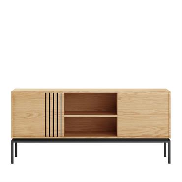 Meuble TV 2 portes en bois et métal L150cm - Bois clair