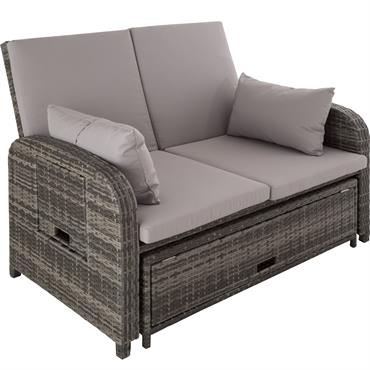 Canapé en rotin Avec cadre en aluminium résistant aux intempéries gris