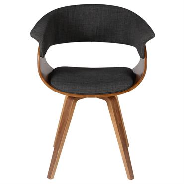 Chaise design accoudoirs en tissu gris foncé Kyo