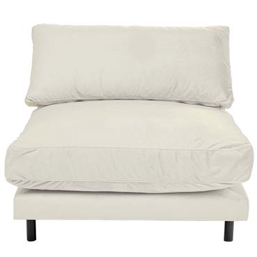 Fauteuil en velours crème et acier