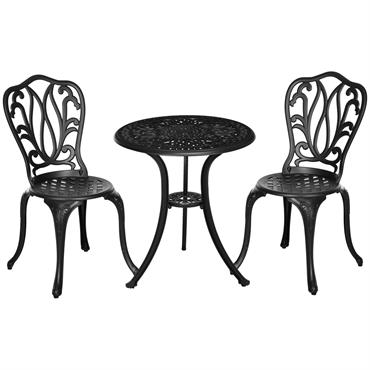Description:Ajoutez une touche d'élégance à votre jardin ou votre terrasse grâce à cet ensemble 3 pièces au charme rétro. Fabriqué en fonte d'aluminium avec lignes fuselées style fer forgé, l'ensemble ...