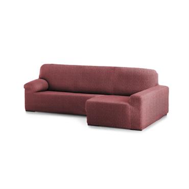 Housse de canapé en L droite Premium Roc. Tissu multiélastique, housse adaptable à tous les types de canapés. Couleur bordeaux. 