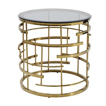 Une table d'appoint en verre et en acier inoxydable très moderne. Sa structure ronde constituée de barres plates offre à cette table de salon un design contemporain hors du commun. ...