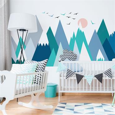 Stickers muraux enfant montagnes scandinaves lolika 120x180cm