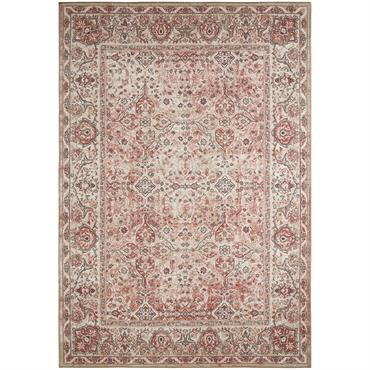 Tapis vintage motif fleuris effet usé rose et crème – 200x290