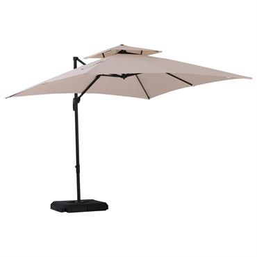 Ce superbe parasol déporté beige inclinable et pivotant est idéal pour profiter entre amis ou en famille de votre extérieur ! Pour vous assurer une utilisation pérenne, ce parasol est ...