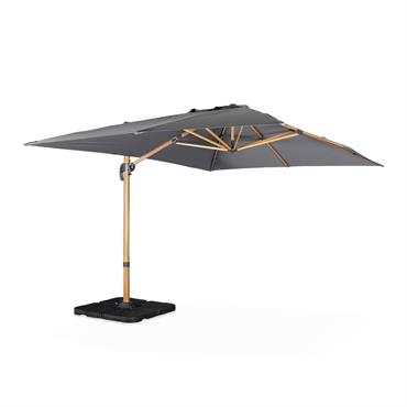 Les + produit Structure robuste en aluminium effet boisToile déperlante et très dense de 240g/m²Inclinable dans 5 positions rotatif à 360°Dalles fournies avec des crochets  + Housse incluseCe grand ...