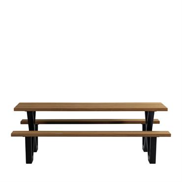 Table de pique-nique design en bois et métal naturel