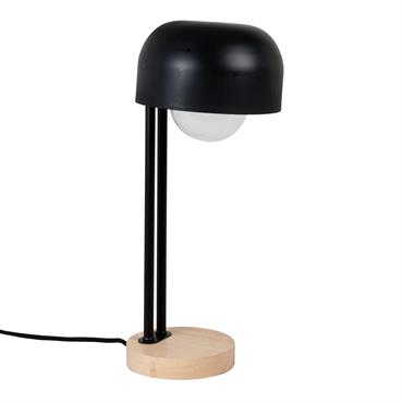 Lampe industrielle en métal noir et bois