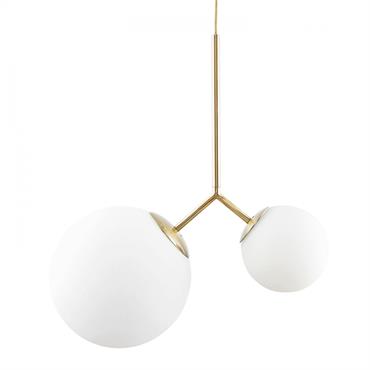 Suspension laiton en verre blanc