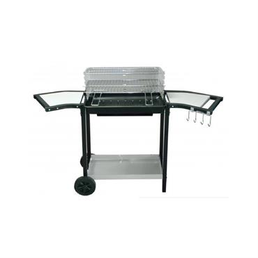 Barbecue double grille et repose-plats sur roulettes