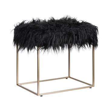 Tabouret en fausse fourrure noire