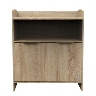 Commode à langer 2 portes et une niche avec poignées dorées décor chên