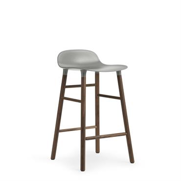 Tabouret de bar en noyer naturel et pp gris 65 cm
