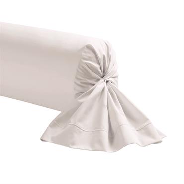 Taie de traversin unie en percale de coton rose 43x190