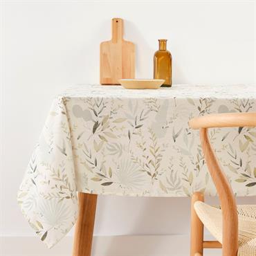 Nappe enduite anti-taches en coton Blanc 300x155 cm