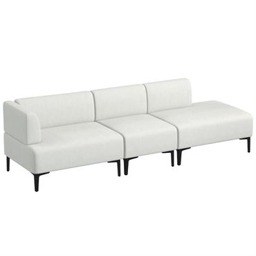 Canapé 3 places contemporain modulable acier noir tissu blanc cassé