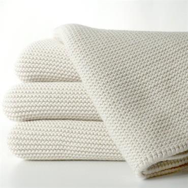 Plaids laine mérinos - maille point mousse  Domozoom