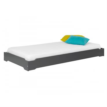 Lit enfant Montessori 90x190 en pin massif Ardoise