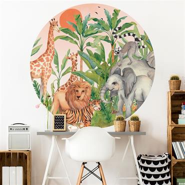 Papier Peint animaux dans la jungle 120x120cm