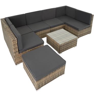 Canapé de jardin Lounge en rotin Pour 6 à 7 personnes marron naturel